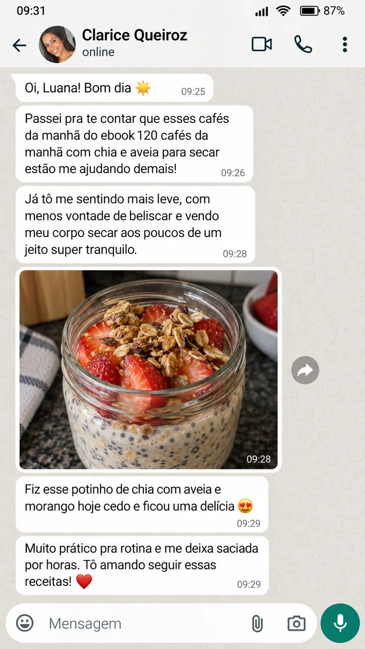 Conversa de Clarice Queiroz sobre as receitas
