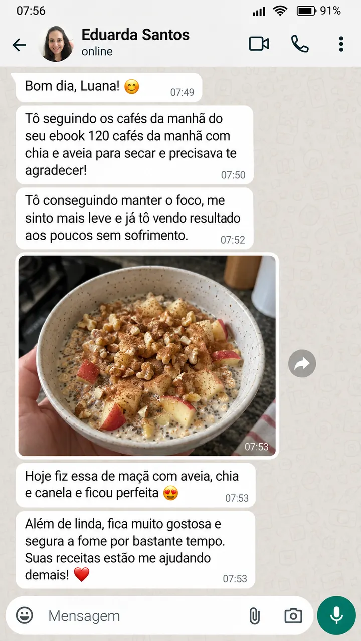 Conversa de Eduarda Santos sobre as receitas