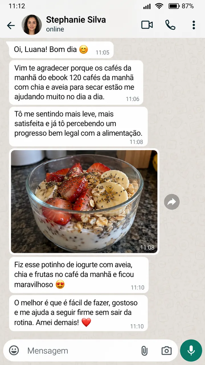 Conversa de Stephanie Silva sobre as receitas