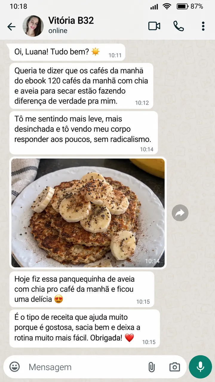 Conversa de Vitória B32 sobre as receitas