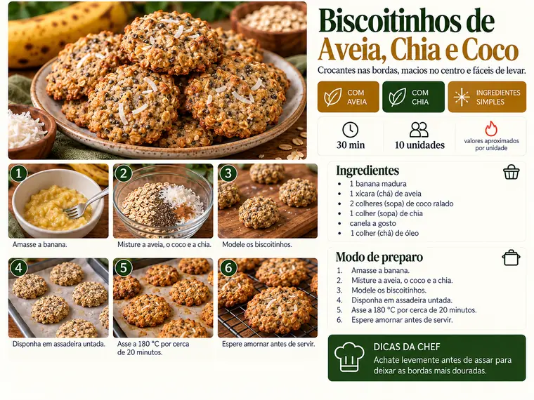 Página da receita Biscoitinhos de Aveia, Chia e Coco