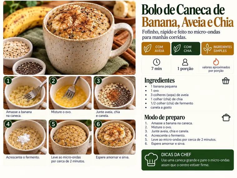 Página da receita Bolo de Caneca de Banana, Aveia e Chia